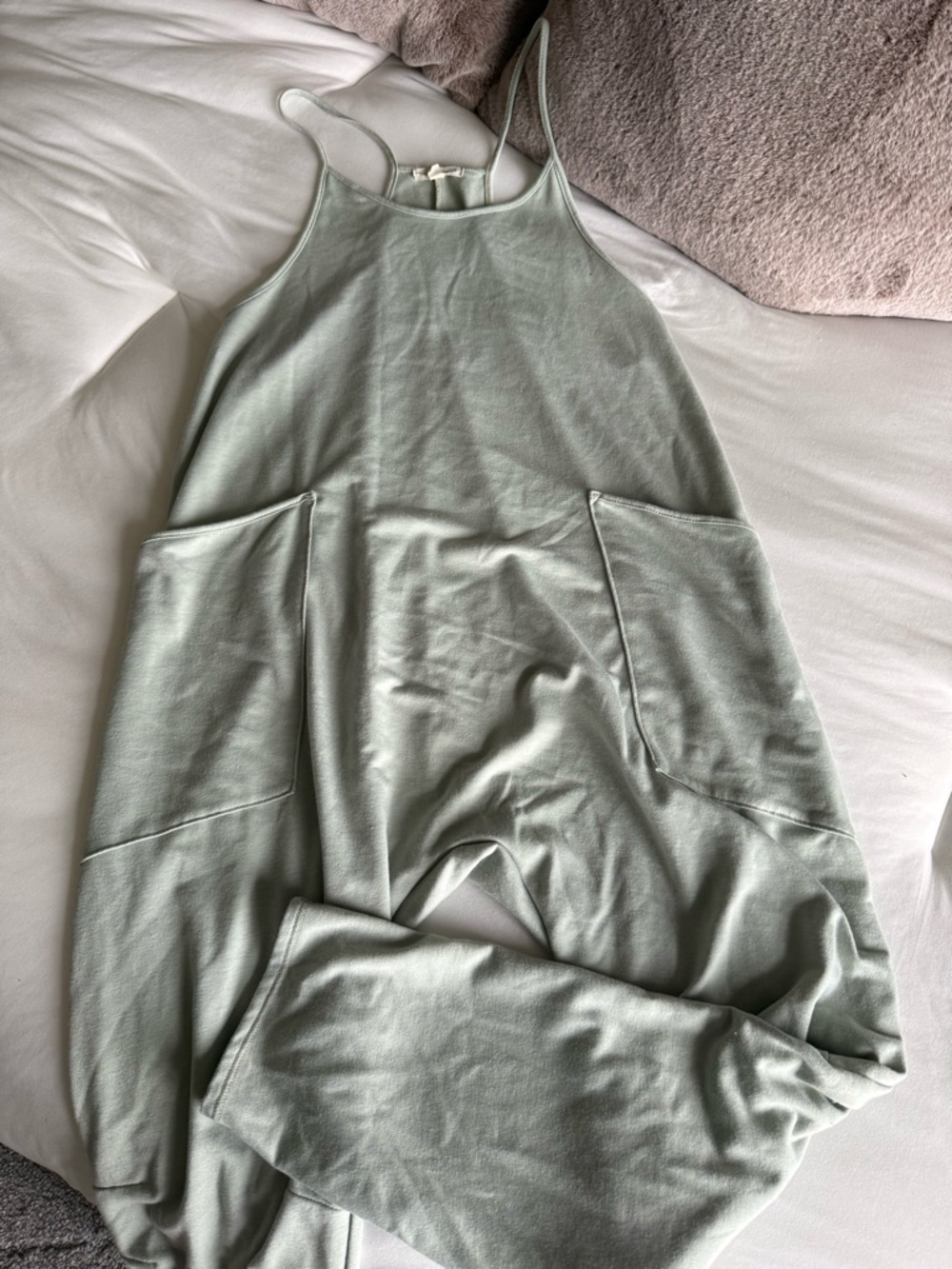Sage Green Strappy Jumpsuit with Pockets